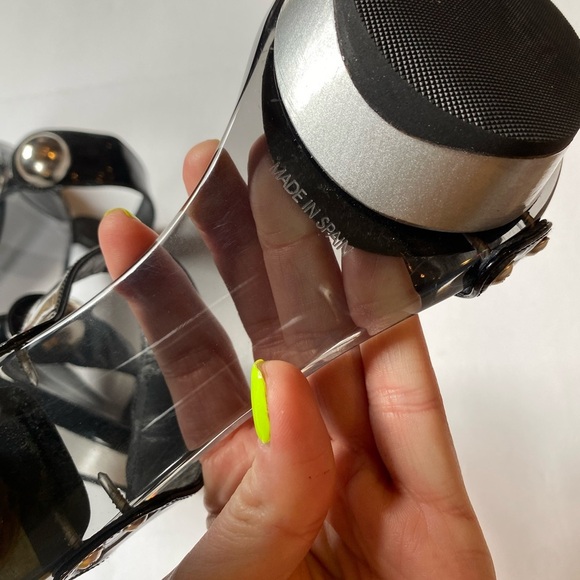 Vintage 90s Stuart Weitzman Smoky Lucite Platform Sandals Size 7.5 - Picture 3 of 10